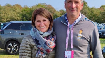 Daniela e Marco Ganna, genitori di Filippo, base aerea Rivolto, Giro d'Italia 2020
