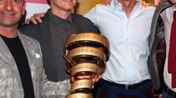 Paolo Bettini, Alessandro Spada, Paolo Kessisoglu, Matteo Gozzoli (sindaco Cesenatico), presentazione tappa Nove Colli del Giro 2020