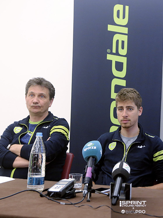 Un giovane Sagan con Roberto Amadio. Al suo arrivo nessuno immaginava che Peter avrebbe inciso tanto sul valore del team stesso