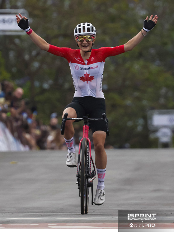 Campionati del mondo Kigali 2025, prova su strada donne elite,  Magdeleine Valliers taglia il traguardo a braccia alzate