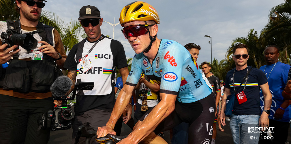 Campionati del mondo 2025, Kigali, Remco Evenepoel, affaticato dopo l'arrivo