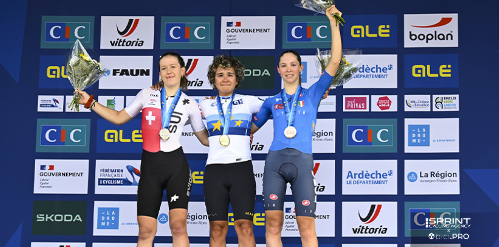 Nelle junior stesso podio del mondiale. Vince sempre Ostiz, ma stavolta Grossmann è seconda e Pegolo terza