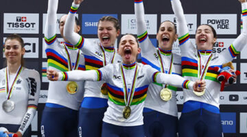 Campionati del mondo pista, Santiago del Cile 2025, inseguimento a squadre femminile, oro Italia: Federica Venturelli, Vittoria Guazzini, Martina Alzini, Martina Fidanza, Chiara Consonni