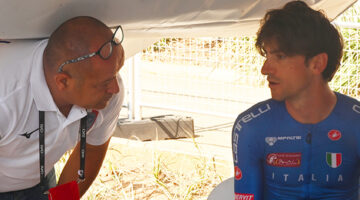 Campionati del mondo Kigali 2025, Marco Villa, Giulio Ciccone prima del via