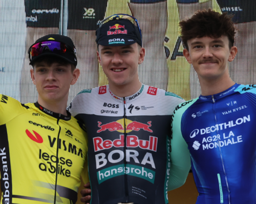 Podio Lombardia U23 2025: Callum Thornley, Elliot Rowe, Antoine l'Hote