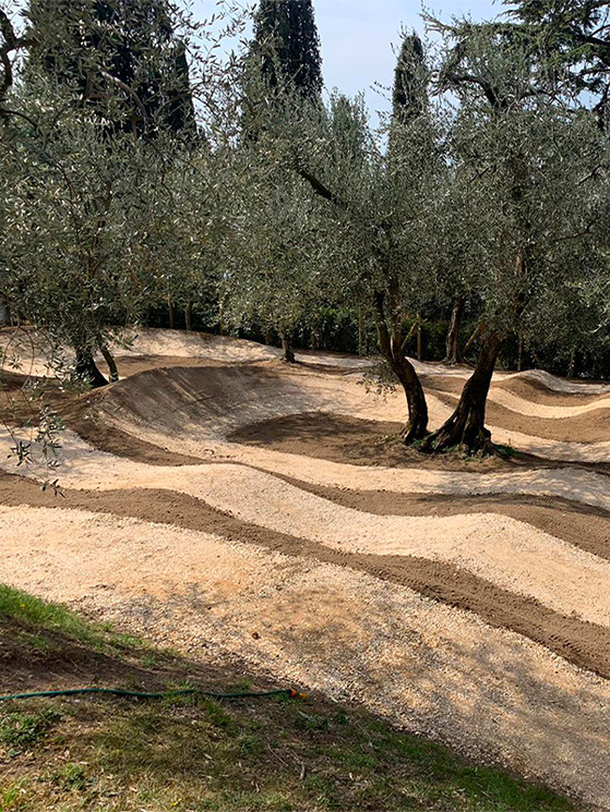All'interno del liceo di Brenzone, ci sono una pump track e un percorso da downhill