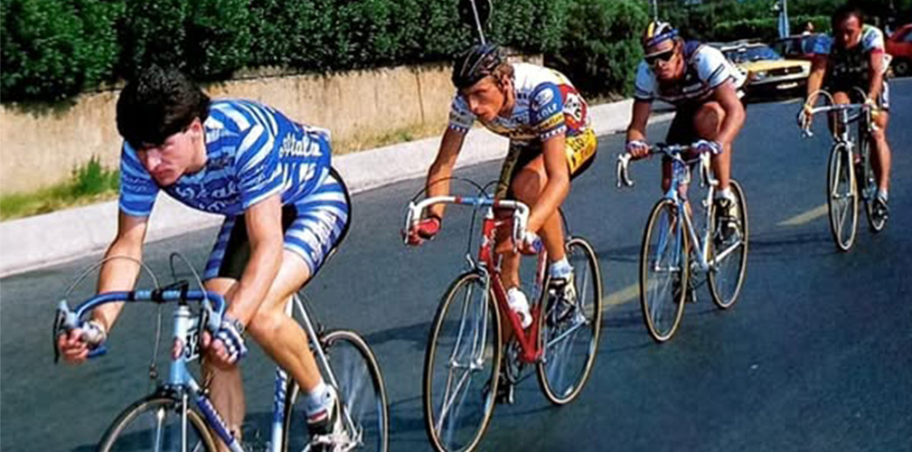 Il Giro del Lazio ha sempre avuto al via il meglio. Qui Bugno, Fondriest, Anderson e Gavazzi