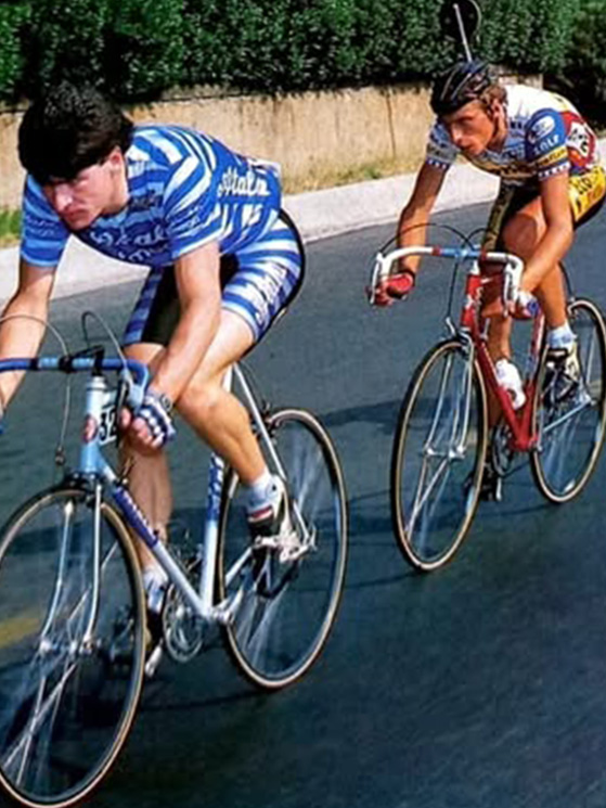 Il Giro del Lazio ha sempre avuto al via il meglio. Qui Bugno, Fondriest, Anderson e Gavazzi