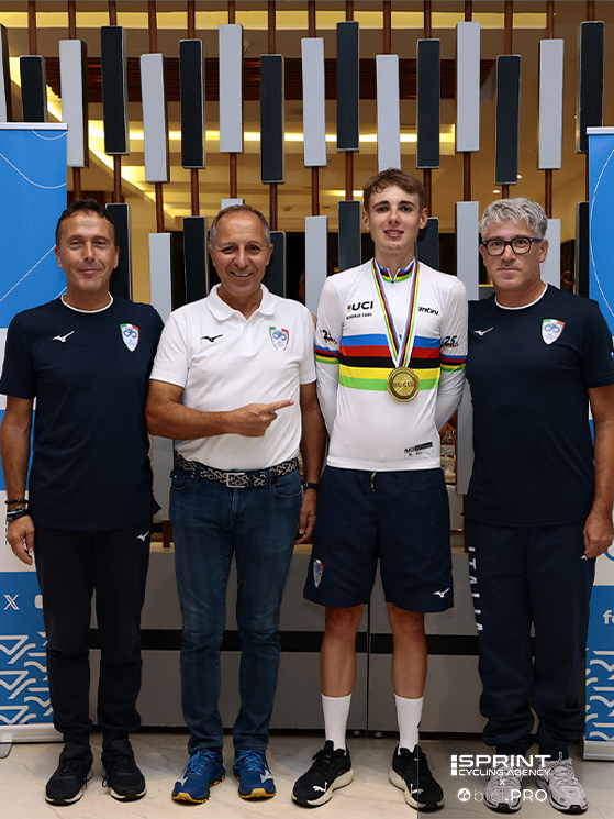Campionati del mondo Kigali 2025, Rwanda, Ruanda, Segretario generale FC Marcello Tolu, presidente Cordiano Dagnoni, Lorenzo Finn iridato U23, Gianni Vietri consigliere federale