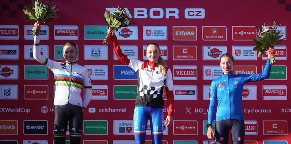 Podio, Coppa del Mondo di ciclocross, Tabor 2025, juniores donne, Giorgia Pellizotti