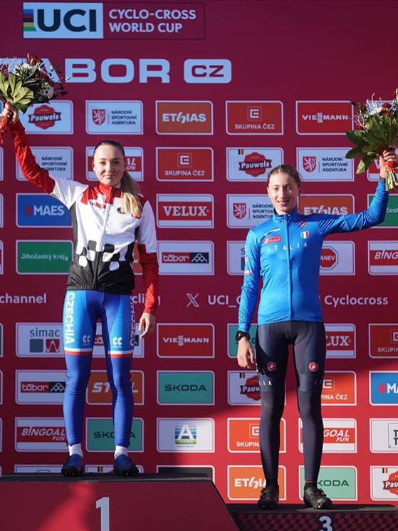 Podio, Coppa del Mondo di ciclocross, Tabor 2025, juniores donne, Giorgia Pellizotti