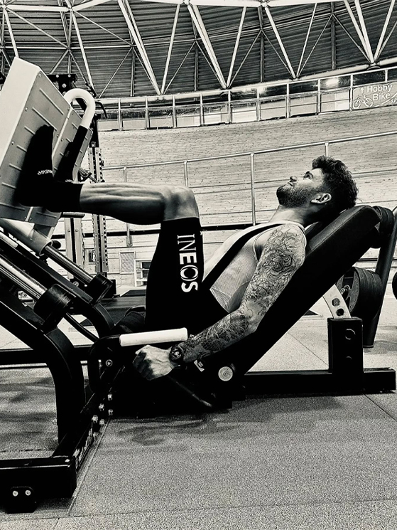 Filippo Ganna, palestra (foto Instagram Filippo Ganna)