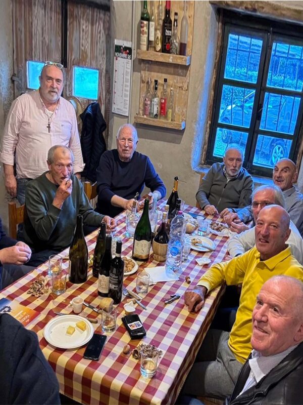 Pranzo Carrera Jeans, 25 ottobre 2025, Guido Bontempi, Massimo Ghirotto, Bruno Leali, Giancarlo Perini, Davide Boifava, fratelli Tacchella