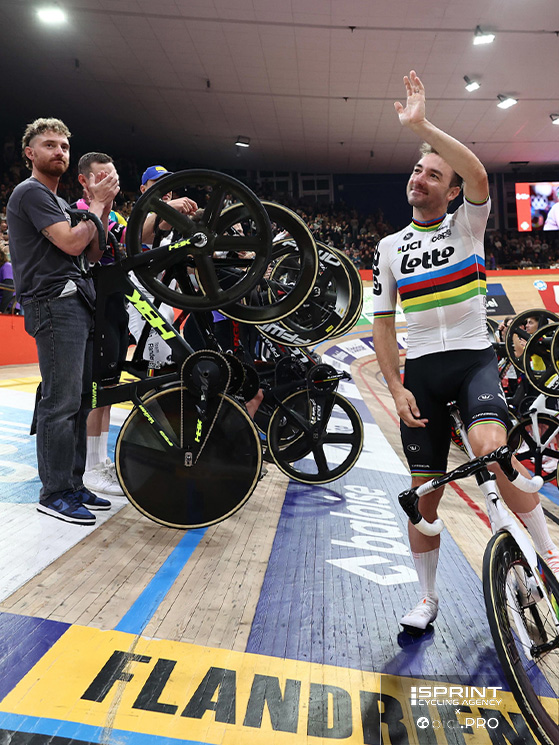 Consonni ha raggiunto Gand con Ganna e Lamon per salutare Viviani alla sua ultima gara