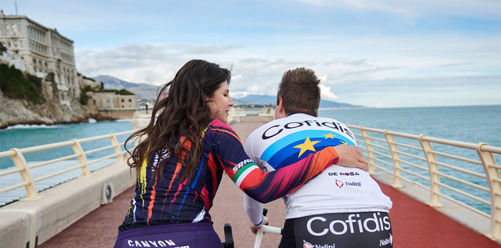 Elia con sua moglie Elena Cecchini, che nel 2026 affronterà la sua ultima stagione agonistica (foto Vanity Fair)