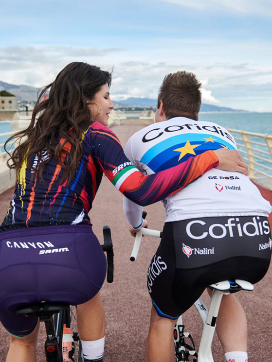 Elia con sua moglie Elena Cecchini, che nel 2026 affronterà la sua ultima stagione agonistica (foto Vanity Fair)