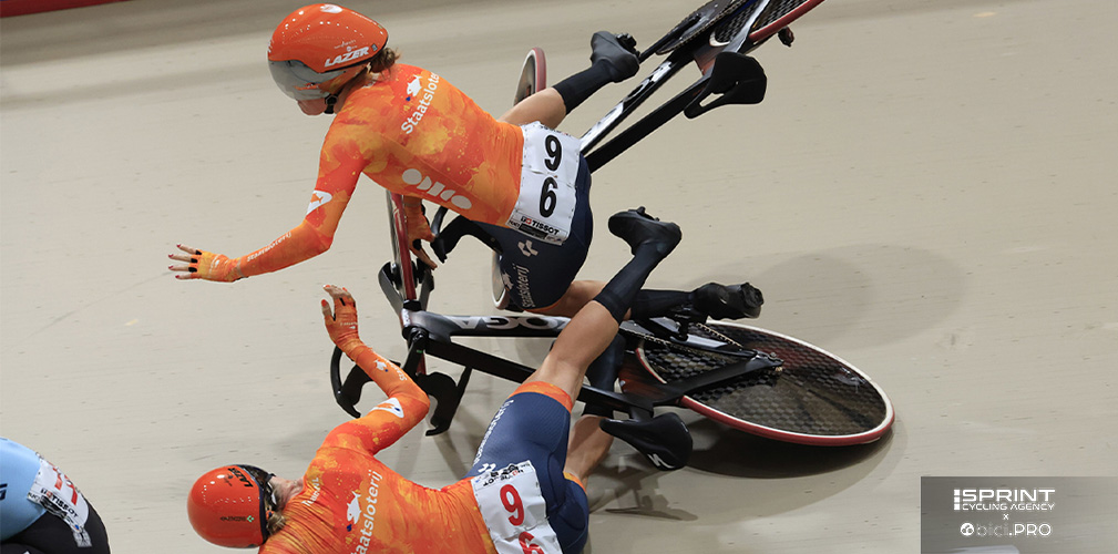 Gioie e dolori ai mondiali su pista, prima l'oro nell'omnium, poi la caduta nella madison coin la Van Belle