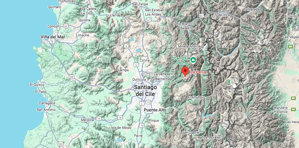 Mappa, Santiago del Cile, La Parva (immagine Googlemaps)