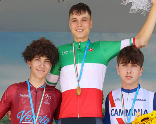 Campionato italiano juniores 2025, Trieste, Patrick Pezzo Rosola, Vincenzo Carosi (vincitore), Michele Pascarella (photors.it)