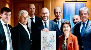 Presentazione Coppa Italia delle Regioni 2026, Aula dei Gruppi Parlamentari, Roma, 28 gennaio 2026, Vincenzo Nibali, Claudio Chiappucci, Gianni Bugno, Giuseppe Saronni, Alessandro Ballan, Lorenzo Fontana (presidente della Camera), Paolo Bettini, Ministro Roccella, Roberto Pella, Maurizio Fondriest (foto LCP)