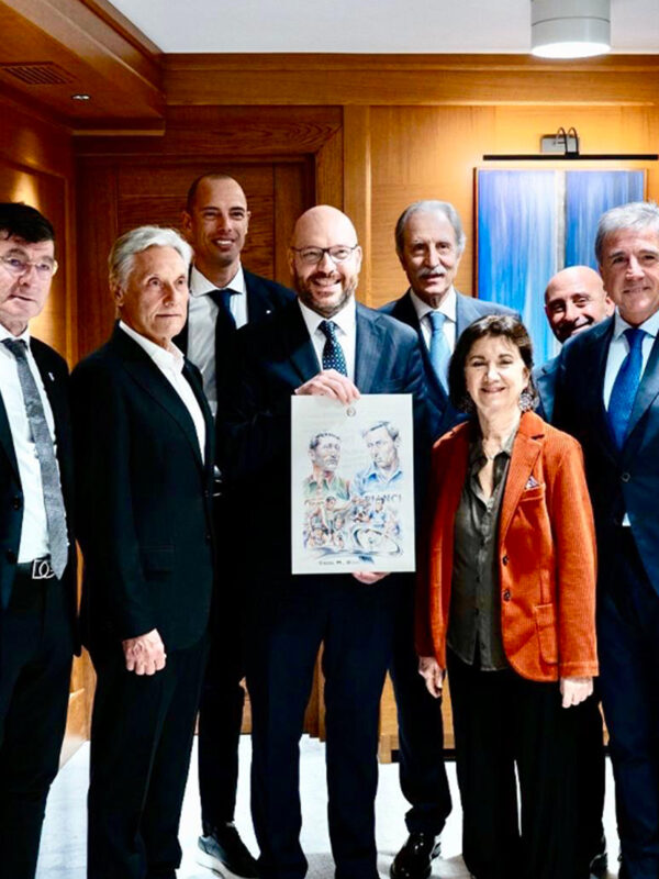 Presentazione Coppa Italia delle Regioni 2026, Aula dei Gruppi Parlamentari, Roma, 28 gennaio 2026, Vincenzo Nibali, Claudio Chiappucci, Gianni Bugno, Giuseppe Saronni, Alessandro Ballan, Lorenzo Fontana (presidente della Camera), Paolo Bettini, Ministro Roccella, Roberto Pella, Maurizio Fondriest (foto LCP)