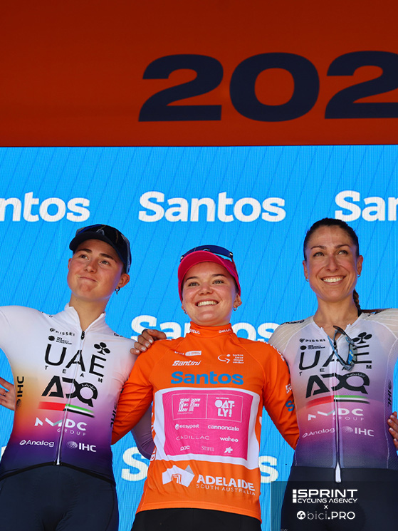 Il podio finale del Down Under con la svizzera Ruegg fra le iberiche Blasi (terza) e Garcia