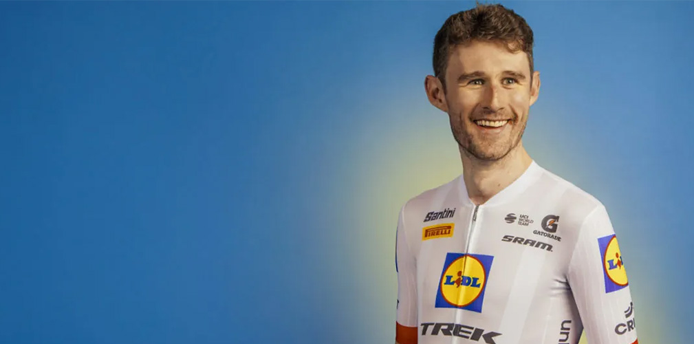 Derek Gee con la nuova maglia della Lidl-Trek. Il canadese è solo alla quarta stagione da pro' pur avendo 28 anni