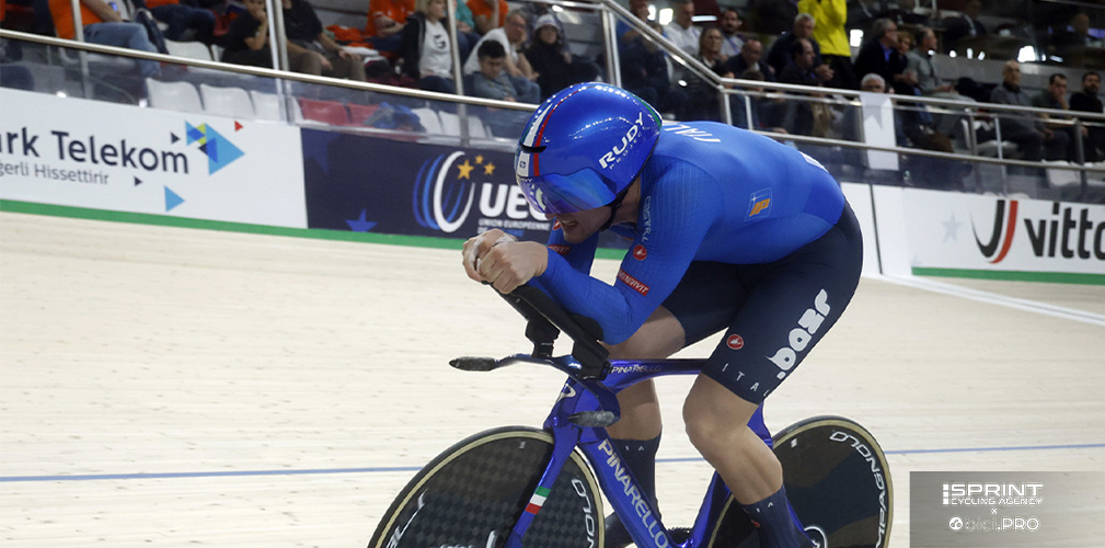 Matteo Bianchi nel chilometro da fermo dove ha chiuso ai piedi del podio