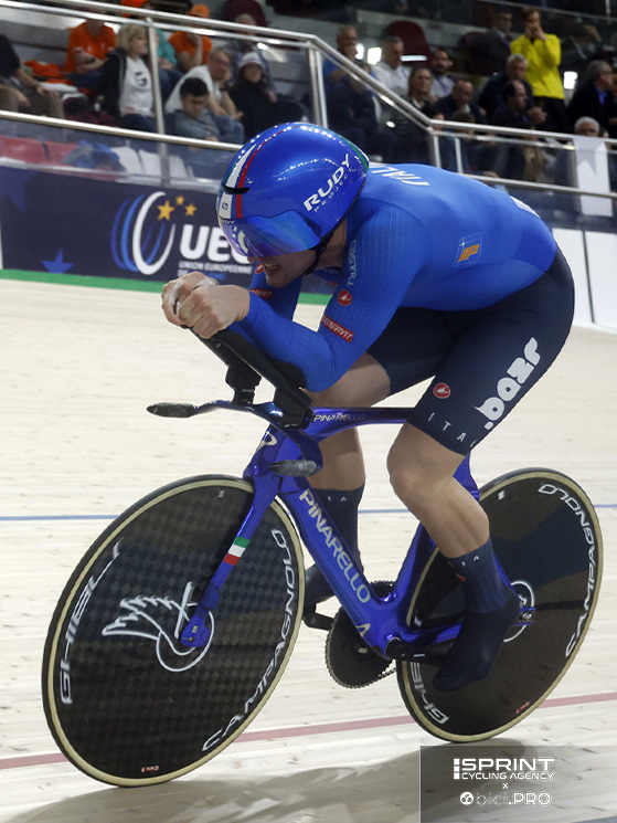 Matteo Bianchi nel chilometro da fermo dove ha chiuso ai piedi del podio