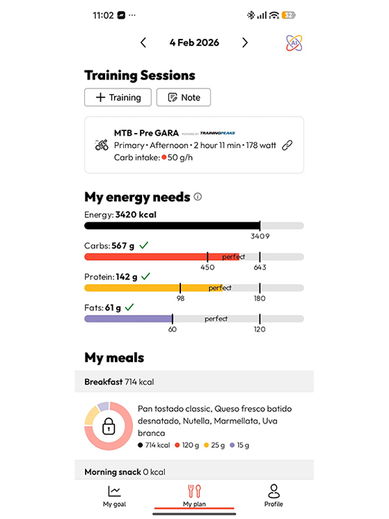 Food Coach indica il fabbisogno energetico e il modo di colmarlo