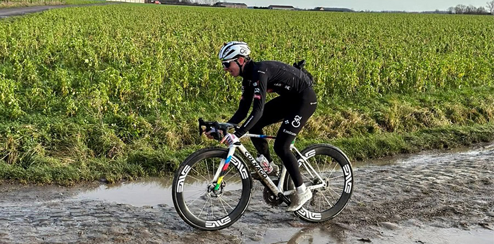 Tadej Pogacar, recon Roubaix dicembre 2025 (foto Instagram)