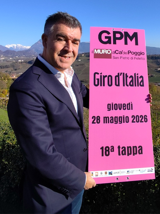 Alberto Stocco e il Muro di Ca' del Poggio, teatro quest'anno di un doppio passaggio: il 28 maggio il Giro degli uomini, il 31 maggio le donne