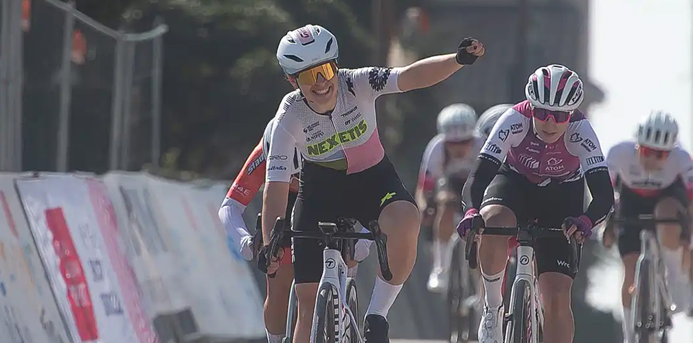 Lo sprint vincente di Jasmin Liechti a Porec, su Wankiewicz (POL) e Lechner (GER)