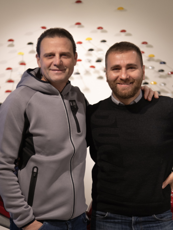 Alessandro Petacchi e Giorgio Favaretto, responsabile del Progetto Cycling di Ducati