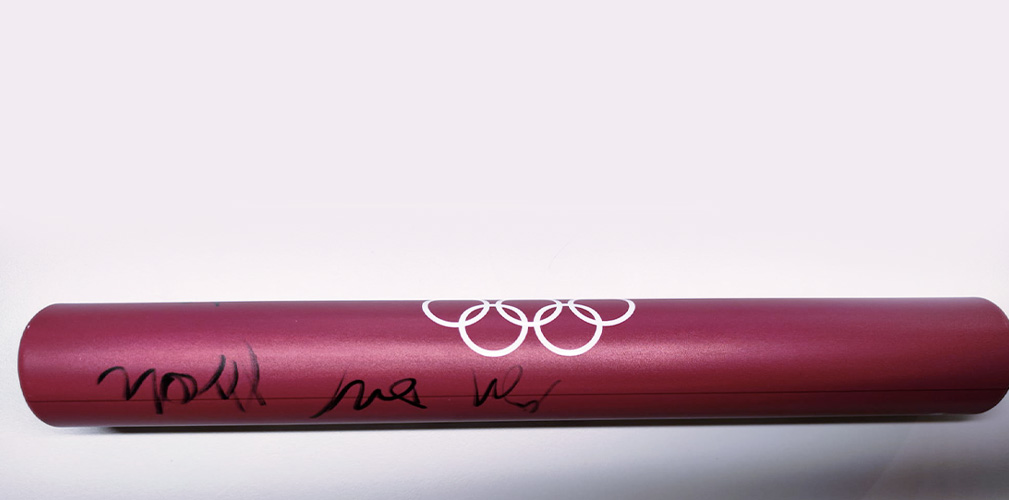 Una vera perla dell'Olympic Room a Ca' del Poggio. Il testimone della 4x100 di atletica leggera che a Tokyo conquisto l'oro