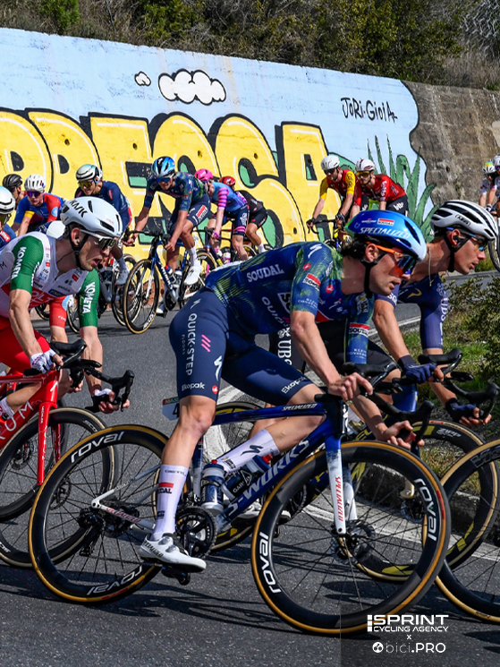 Gianmarco Garofoli, Soudal Quick-Step, in azione al Trofeo Laigueglia 2026