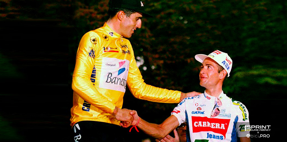 Tour de France 1994, Indurain vince il quinto Tour, Pantani è 3°. Fu lui il primo a staccare lo spagnolo, ritenuto imbattibile