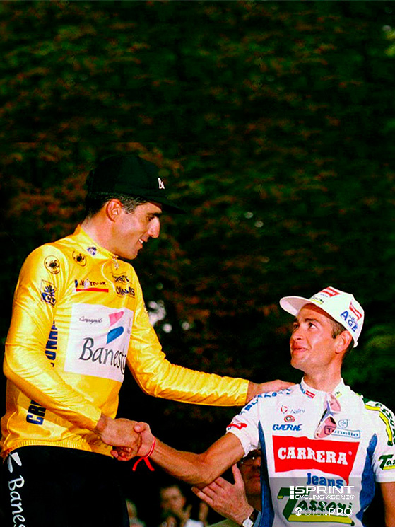 Tour de France 1994, Indurain vince il quinto Tour, Pantani è 3°. Fu lui il primo a staccare lo spagnolo, ritenuto imbattibile