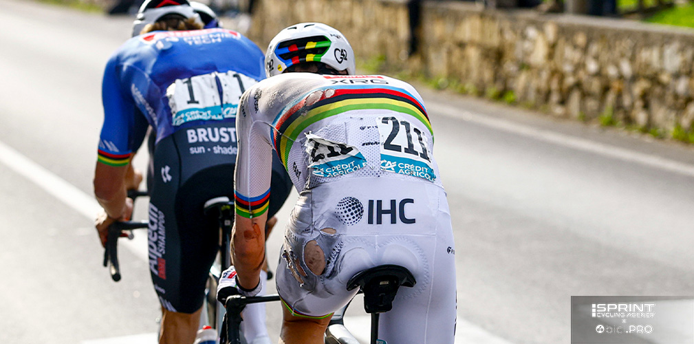 Fatta la selezione sulla Cipressa, Pogacar si è ritrovato con PIdcock e Van der Poel: il colpo è stato foerte e si vede