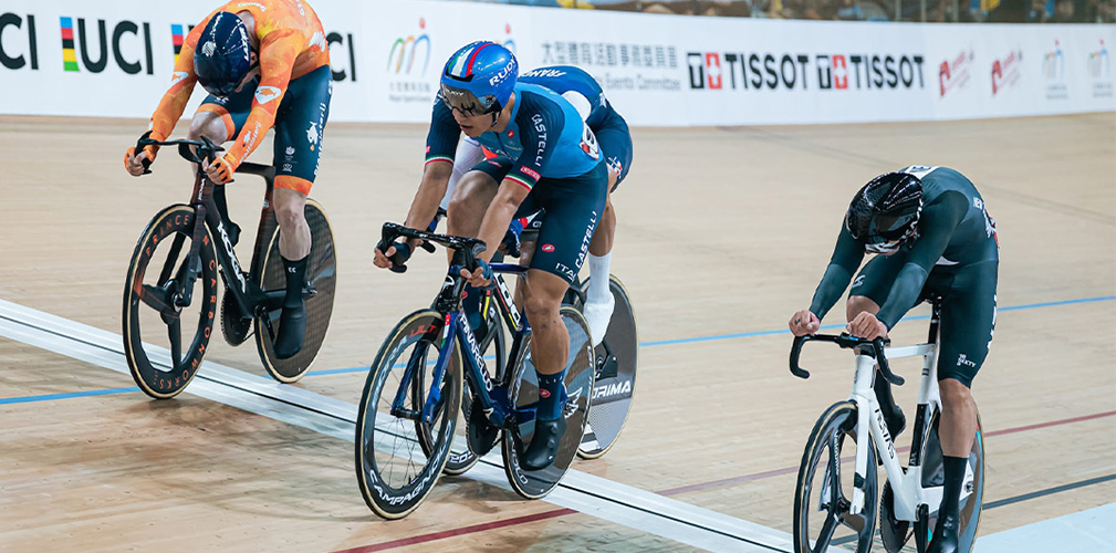 Una delle volate di Fiorin nella corsa, guidata sempre con grande padronanza
