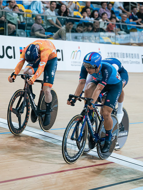 Una delle volate di Fiorin nella corsa, guidata sempre con grande padronanza