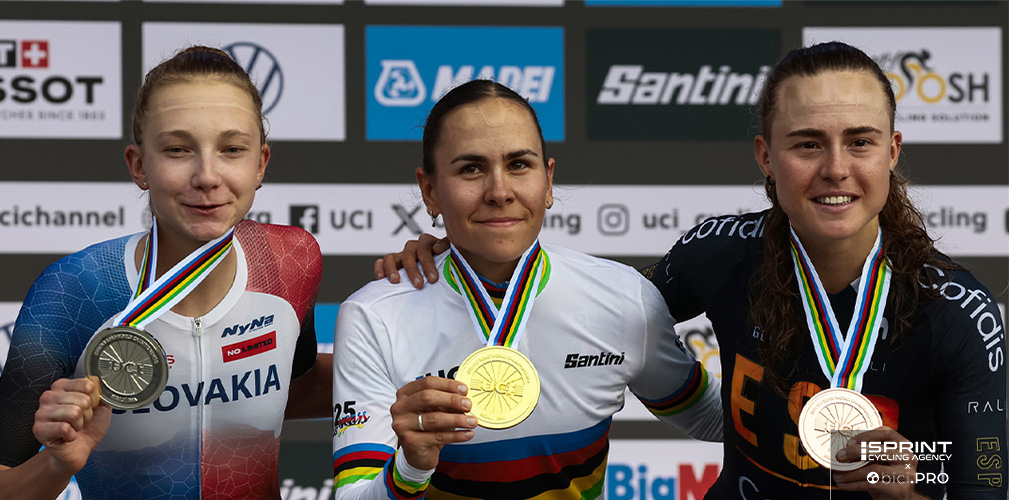 La Gery sul podio mondiale 2025, con la Chaldovova sua rivale anche nel ciclocross