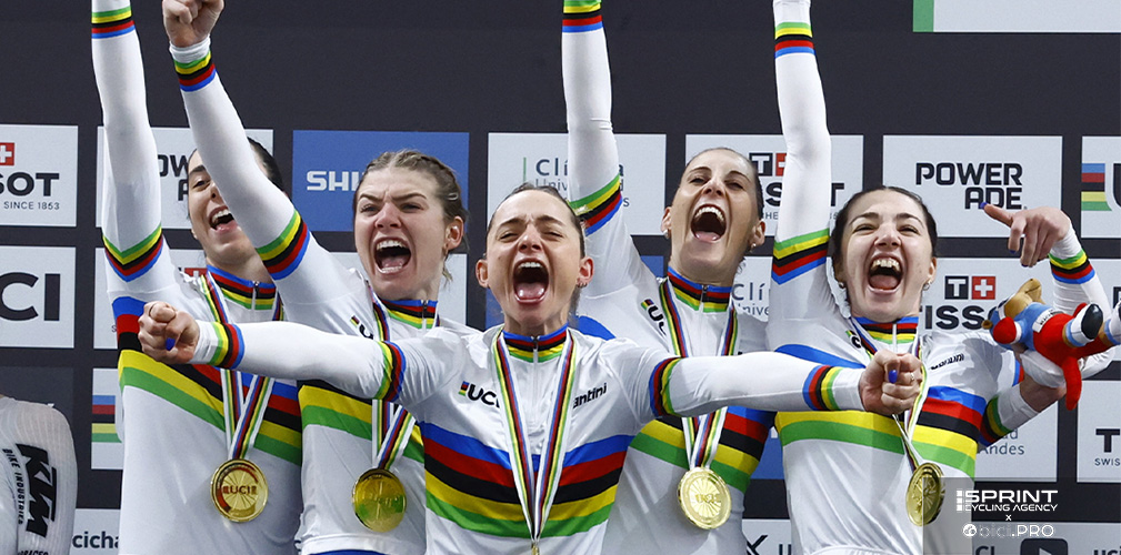 Da sinistra Venturelli, Alzini, Consonni, Guazzini e Fidanza, iridate a Santiago 2025