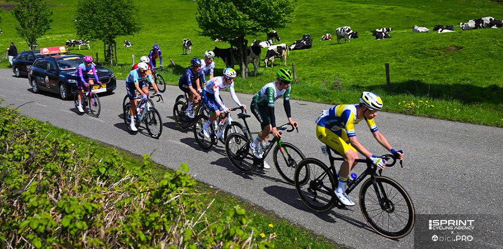 Frigo è entrato di buon mattino nella fuga dei nove partita a 247 km dall'arrivo