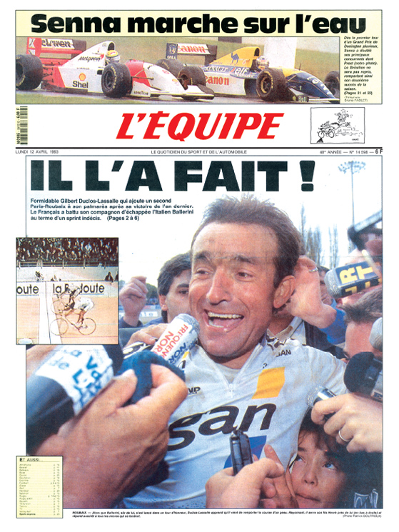 Così il francese L'Equipe all'indomani della vittoria di Duclos alla Roubaix
