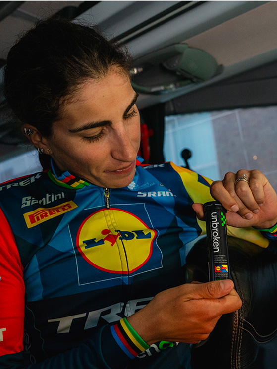 Anche Elisa Balsamo da quest'anno usa Unbroken per il recupero dopo gara (foto Lidl-Trek)