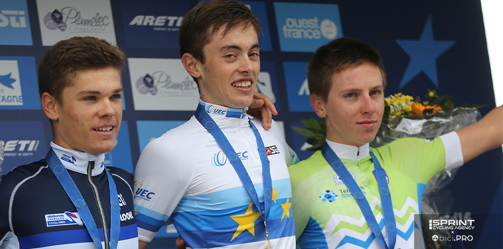 Prima medaglia per Tadej, all'europeo juniores 2016, dietro i francesi Malle e Jeannière