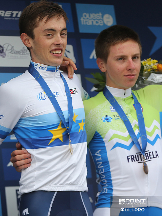 Prima medaglia per Tadej, all'europeo juniores 2016, dietro i francesi Malle e Jeannière