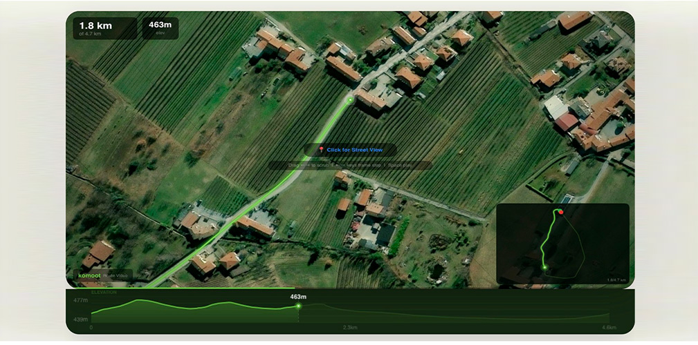 La visione aerea viene ricavata abbinando i dati GPS con le immagini satellitari