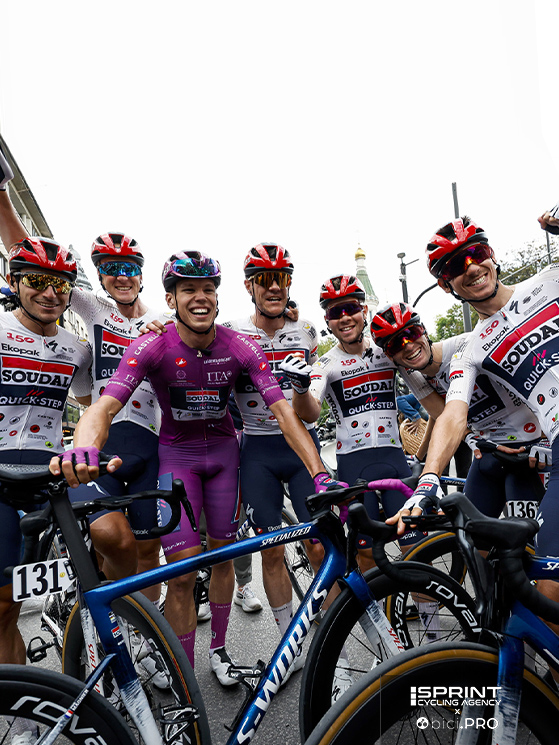 Grande lavoro di squadra per la Soudal-Quick Step, che ha permesso a Magnier di giocarsi lo sprint con Milan